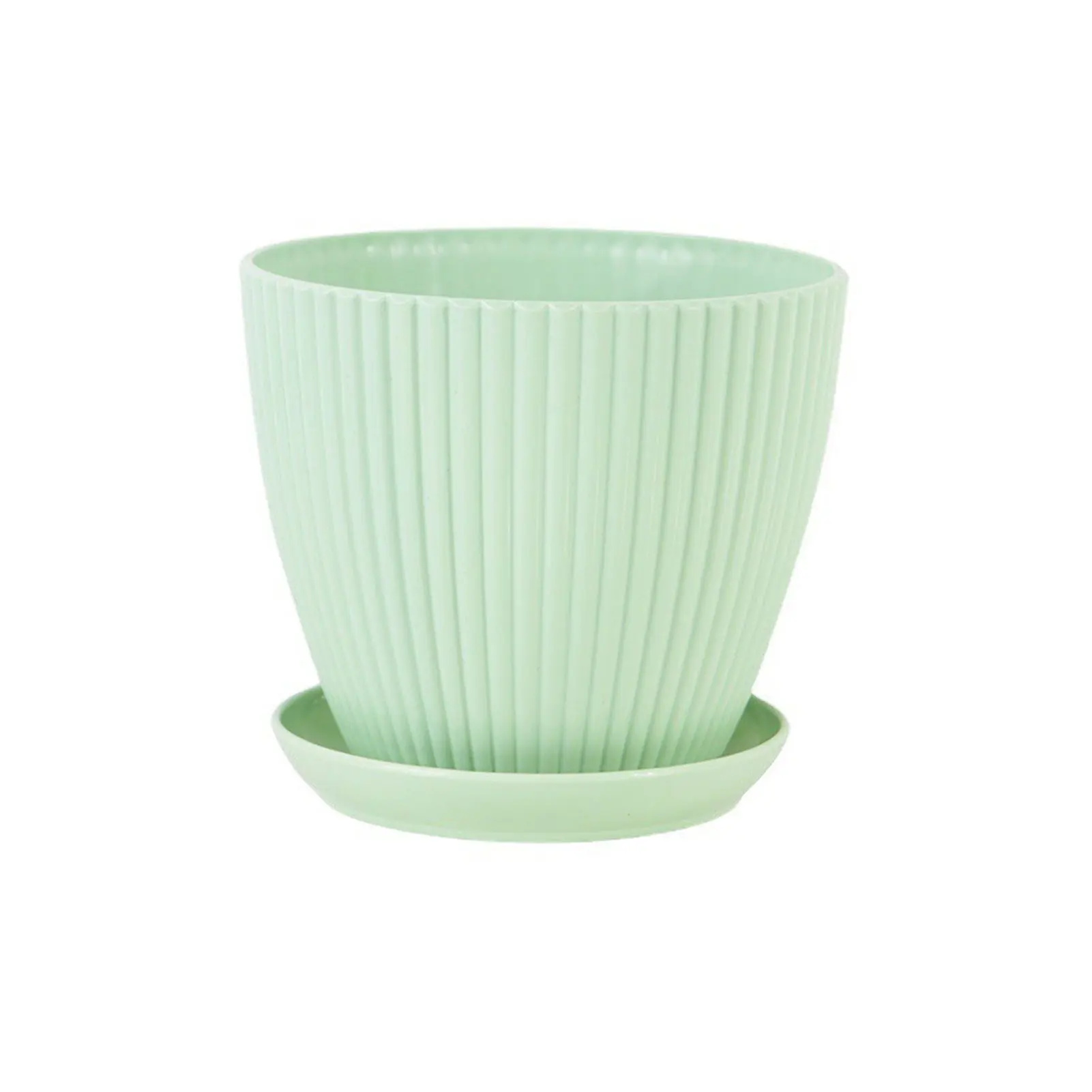 Green Double-Layer Plastic Flower Pot with Tray - Succulent Planter