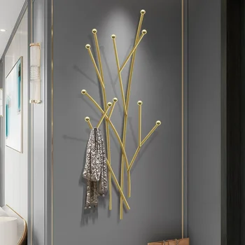 Nordic Light Luxury Entrance Into Household Clothes Hat Rack Creative Bathroom Wall Hanging Hook Simple Bedroom Coat Hanger