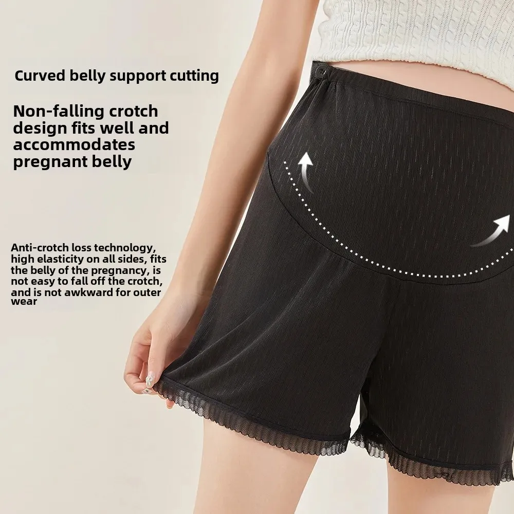 Maternity Safety Pants Summer Thin Lace Anti-Light Belly Support Adjustable Underwear Bottoms for Pregnant Women Short Pants