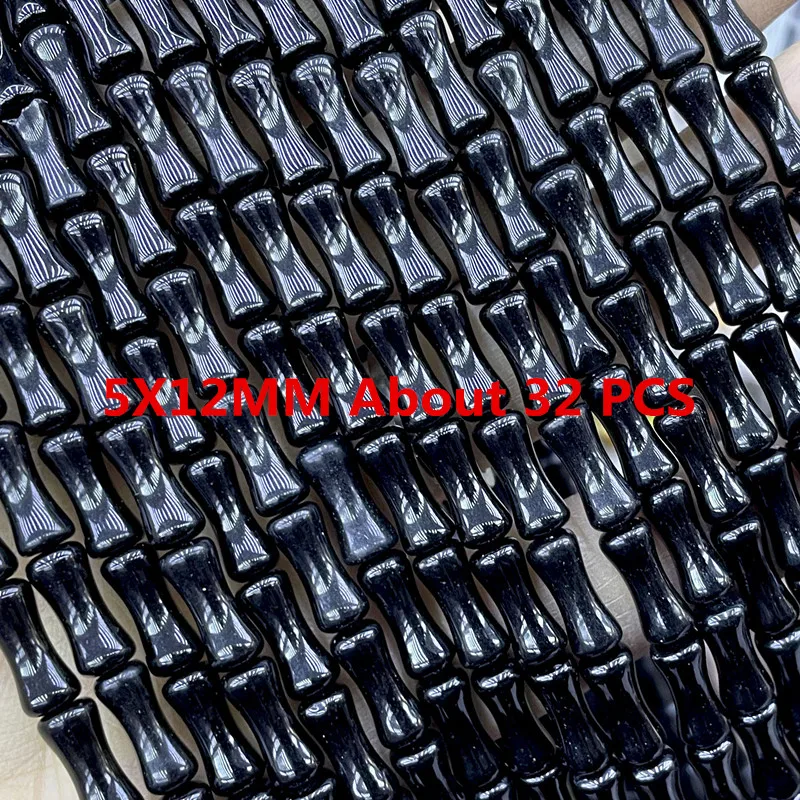 Naturstein-Perlen aus schwarzem Onyx in Zylinder-, Quadrat- und Rundform als Abstandshalter für die Schmuckherstellung, DIY-Armbänder und Armbandzubehör. – Detail 19