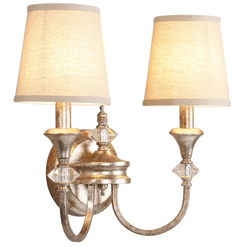 Modern Antique crystal wall lamps for home silveriron art sconces