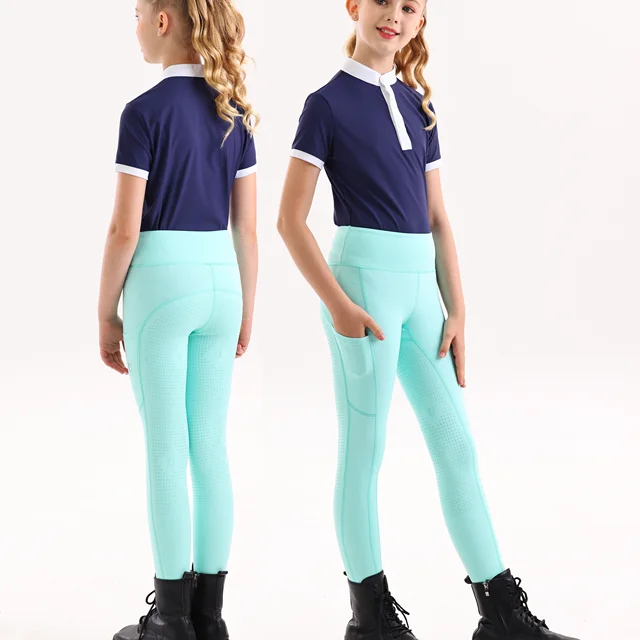 Summer children's equestrian pants high elasticity knitted children's horse riding pants full silicone 3