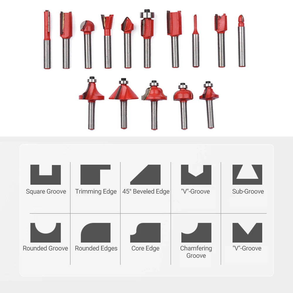 Compact Wood Router Tool Electric Hand Trimmer 6 Variable Speeds Woodworking Cutting Tool 33000RPM 15PCS Router Bits wood router