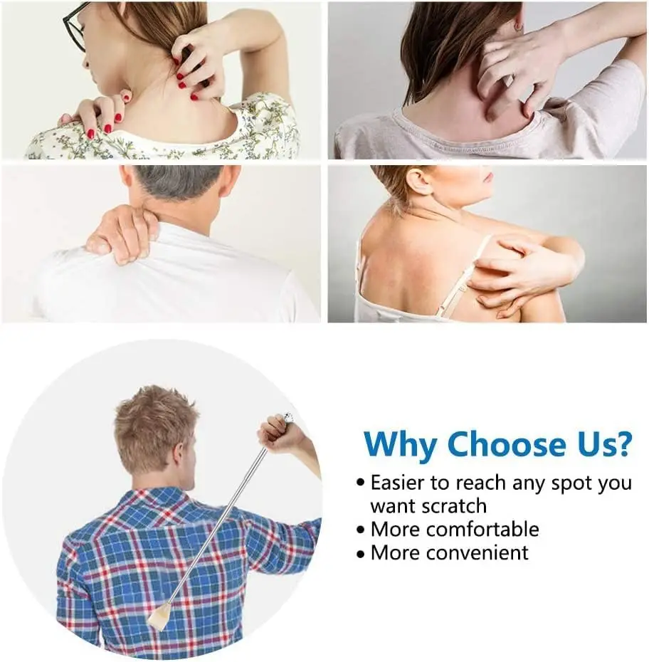 3/10 Pack Stainless Steel Telescopic Back Scratchers Extendable 16.5 to 42cm Bulk Gifts For Men Women Portable Itch Relief Tools