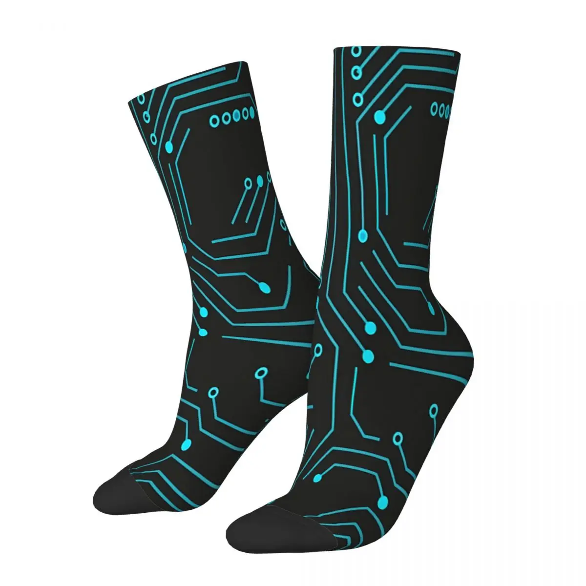 

Retro Blue Circuit Board Men's Socks Coding Geek Developer CPU Unisex Harajuku Pattern Printed Happy Crew Sock Gift