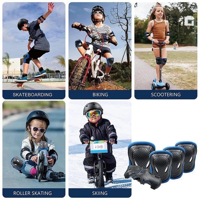 6 In 1 Kids/Youth Protective Gear Set Knee Pads Elbow Pads Wrist Guard Protector Skateboarding Scooter,Roller Skating,Cycling 5
