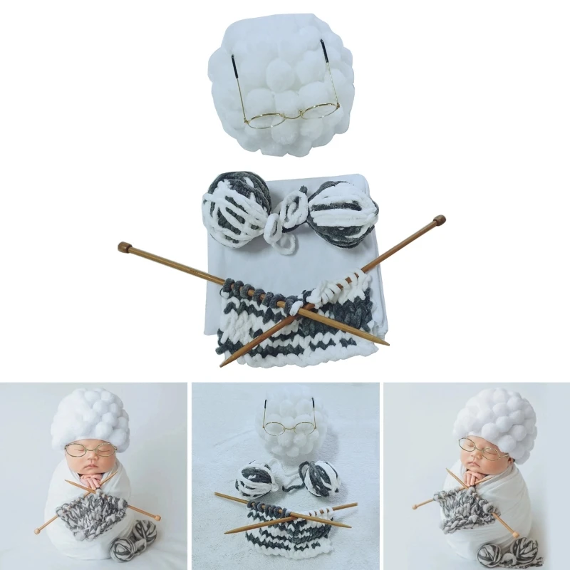 

Newborn Girl Photoshoot Outfits set Old Lady Cosplay Photo for Babies