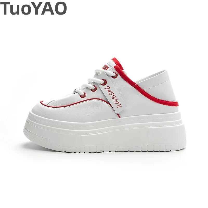 

7cm Suede Genuine Leather Platform Wedge Comfort Fashion Lace Breathable Women Chunky Sneakers Spring Autumn Hollow Leisure Shoe