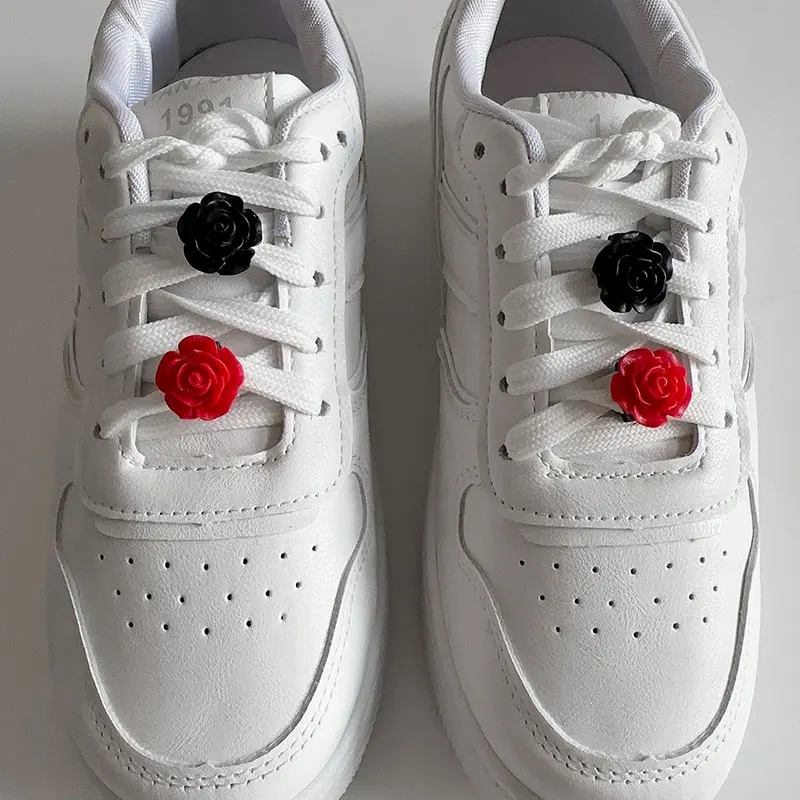 

Romantic Black Red Rose Flowers Shoe Charms DIY Accessories Canvas Shoe Buckles Decoration Sneakers Jewelry For Women Girls Gift