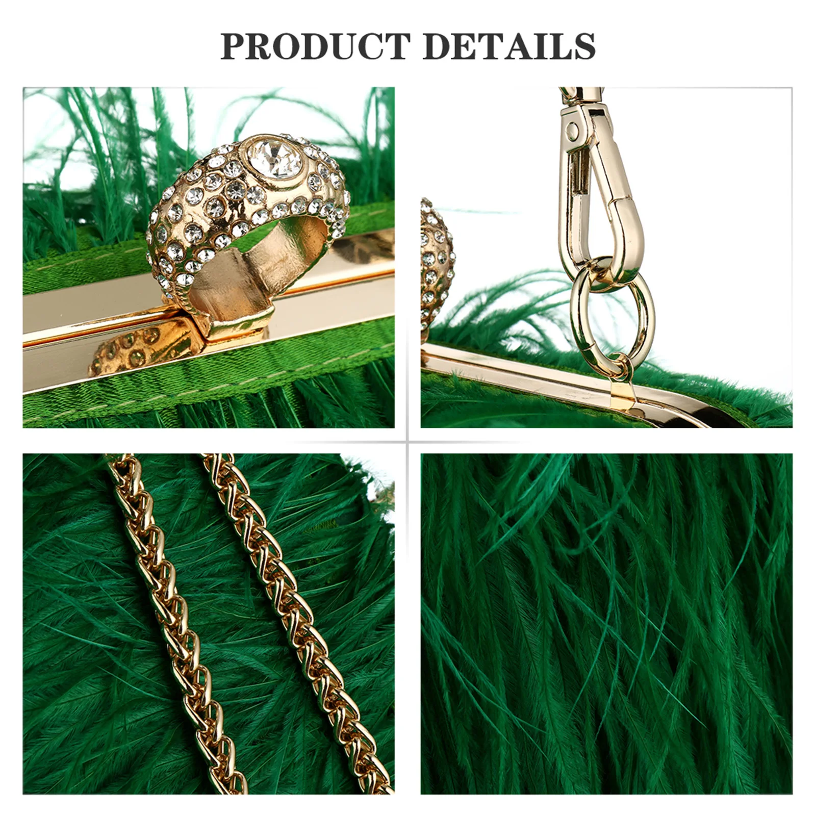 Women Evening Bag Luxury Ostrich Feather Evening Bags For Women Chain Shoulder Crossbody Bag Tassel Party Clutch Purse Green Wedding Handbags shoulder bags,women evening bag