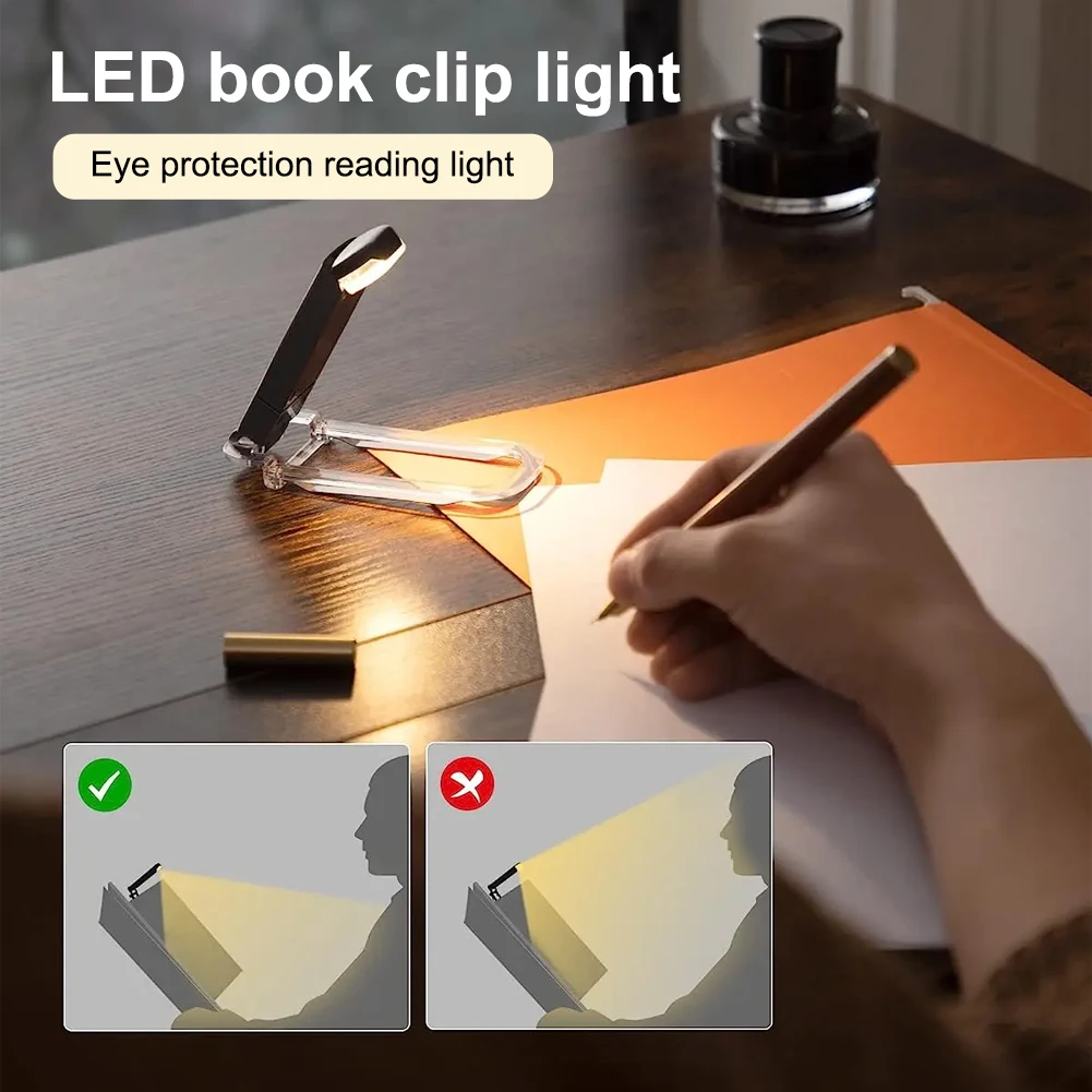 LED USB Rechargeable Book Light Reading Light Eye Protection Night Portable Clip Desk Bookmark Read Night Lamp