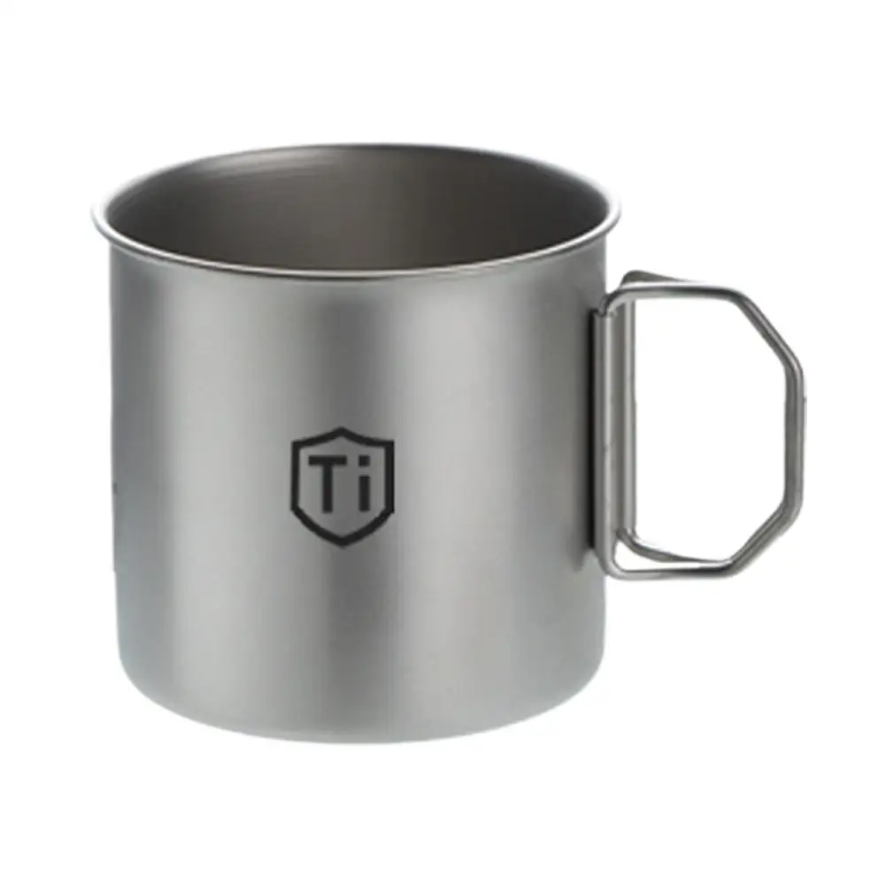 Ultralight Titanium Alloy Water Cup with Foldable Handle - Portable Outdoor Drinkware