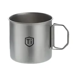 Ultralight Titanium Alloy Water Cup with Foldable Handle - Portable Outdoor Drinkware (S)