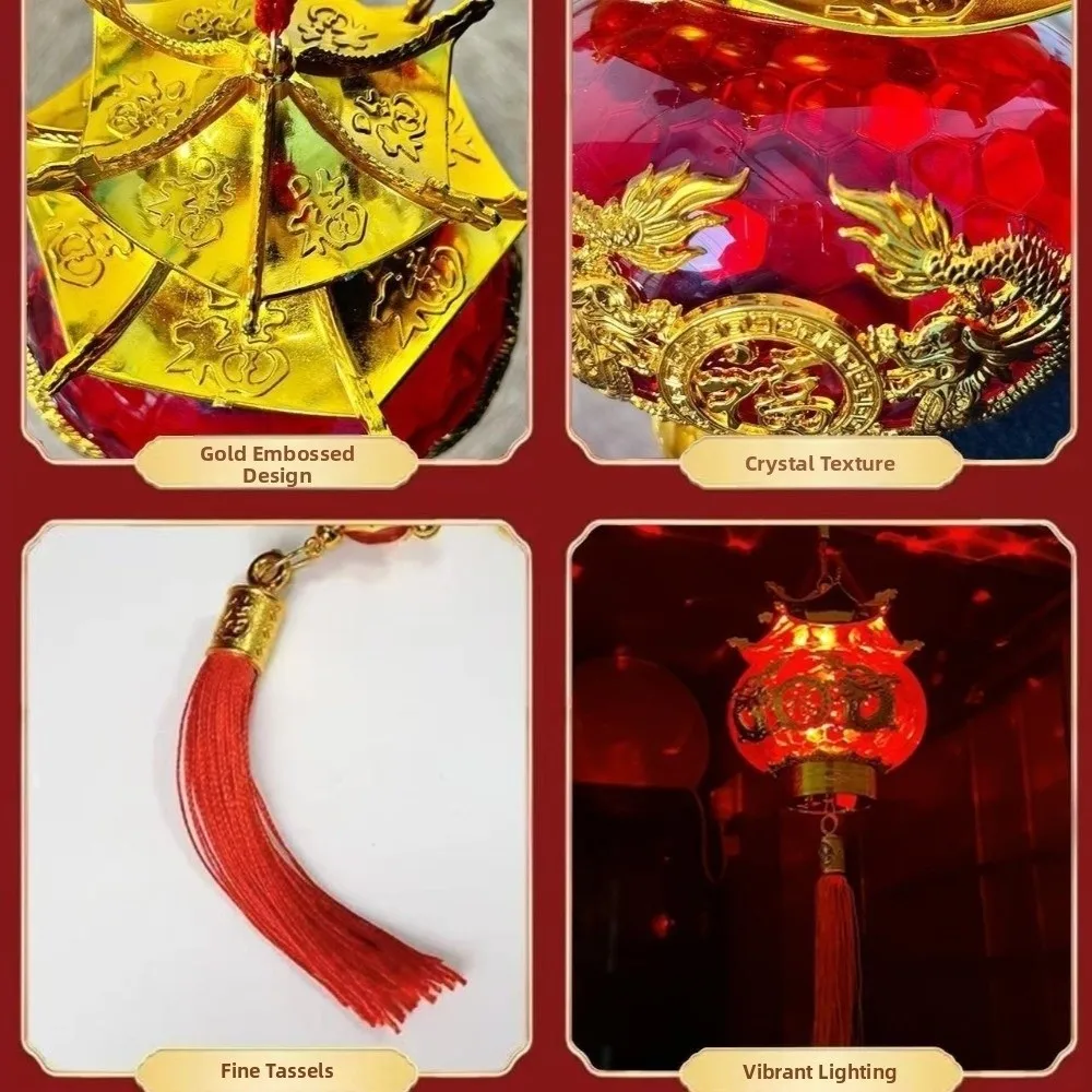 Hot Stamping Relief Spring Festival Lanterns Handmade Chinese Style New Year Pendants Blessing Glowing Projection Lanterns
