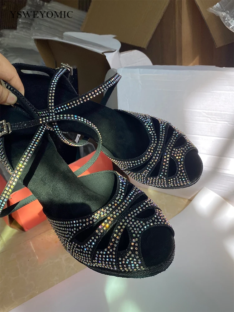 

Женские туфли YSWEYOMIC для бальных танцев, женская обувь для танго, туфли для танго, сальсы, латинских танцев, обувь на среднем каблуке 9 см с платформой