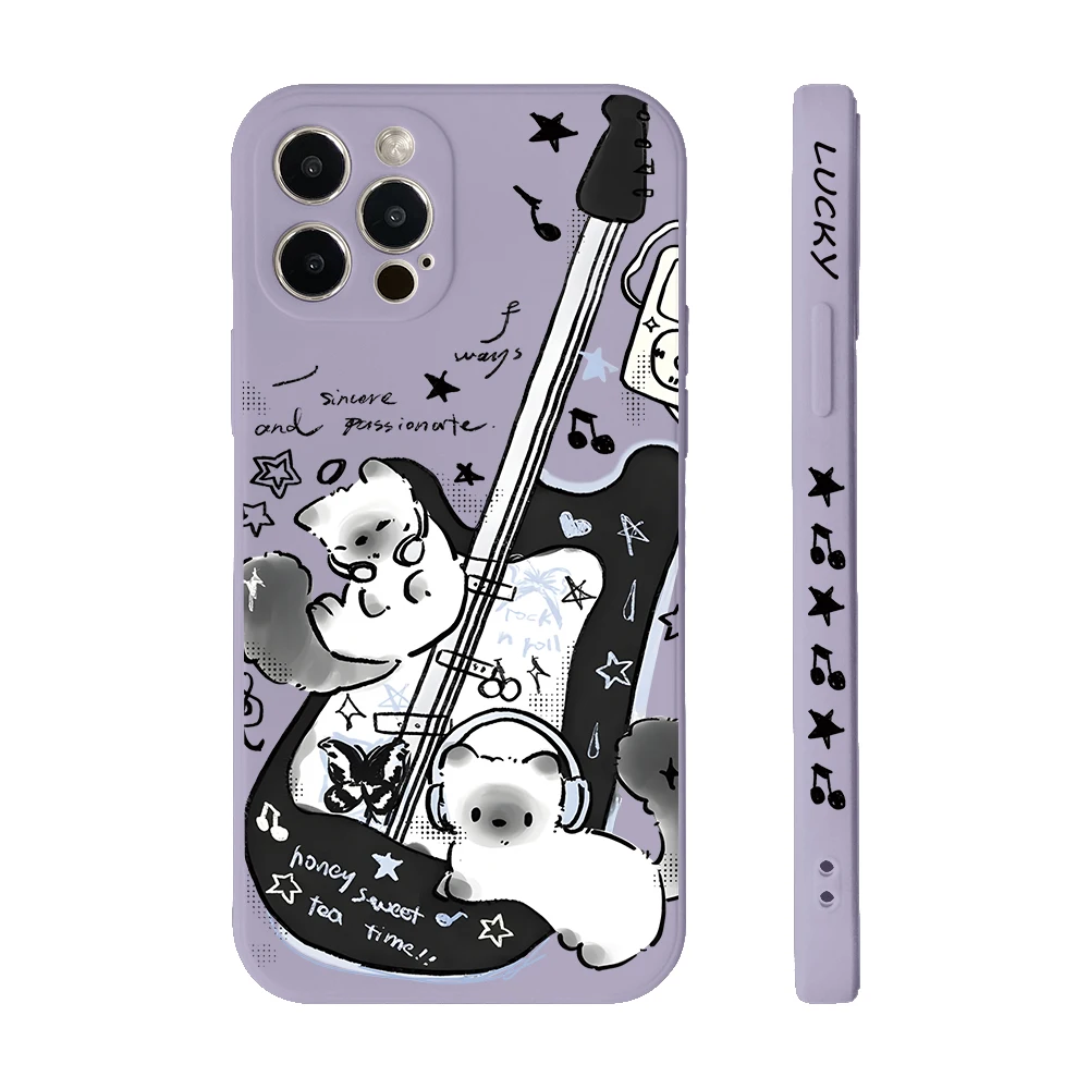 Musical Guitar Dog Design Phone Case - Straight Edge Cover