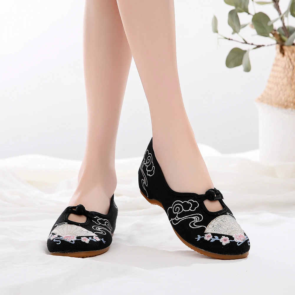 Veowalk Cotton Embroidery Women Comfort Ballet Flats Vegan Ladies Casual Canvas Slip-on Ballerinas Denim Dance Costume Shoes women shoes casual shoes women sneakers women flats