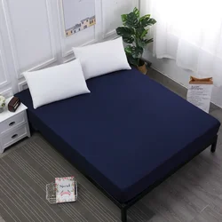 Waterproof Soft Breathable Grey Bed Fitted Sheet - Queen 60x80x18in (Dark Blue)