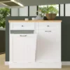 Cabinet 10 Gallon Wooden Free Standing Laundry Sorter Cabinet,Recycling Cabinet with Hideaway Drawer,Tilt Out Trash Cabinet Can 2