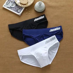 Men's briefs milk silk low waist elastic stereo comfort aussiebum bermuda masculina шорты мужские short homme shorts шорты