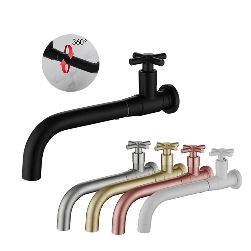 

Black Wall Mount Basin Faucet Outdoor Garden Spout Mop Pool Tap Wash Faucet Single Cold Water Bathroom Kitchen Sink Faucets