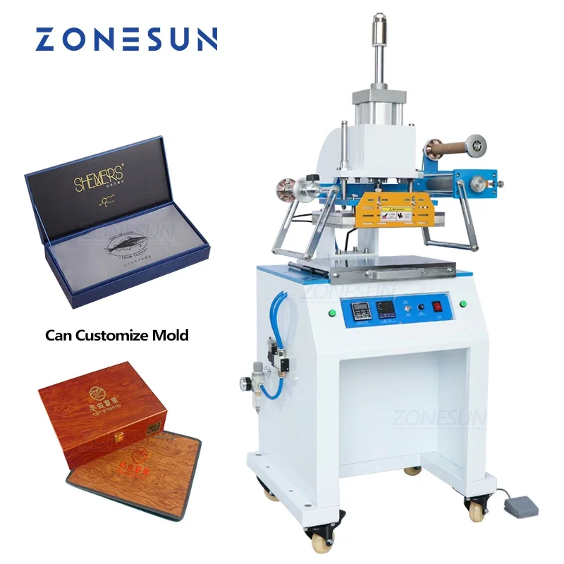 ZONESUN ZY-819D 200X300mm 공압 스탬핑 기계 종이 가죽 로고 이름 카드 주름 압력 초기 엠보싱 기계