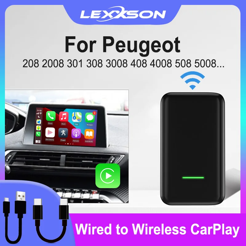 Cablato A Wireless Plug And Play Adattatore Apple Carplay Per Peugeot 208 2008 301 308 3008 408 4008 508 5008 Con Mappa Di Controllo Vocale