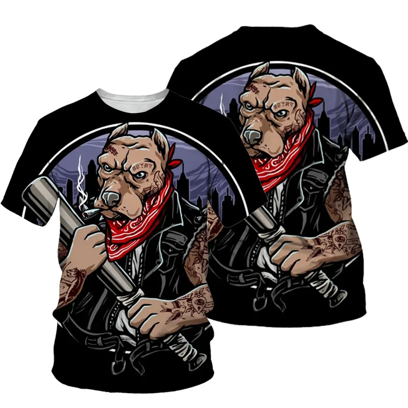 

Men's Summer Short Sleeve Vintage Aggressive Dog 3D Printing Men's T-Shirt Cool Fashion Street Size 6XL Oversize