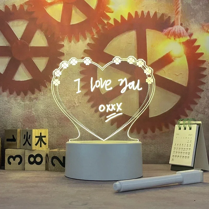 

Note Board Creative USB Led Night Light Message DIY With Pen Valentine's Day Birthday Gift For Girlfriend Room Decor Night Lamp