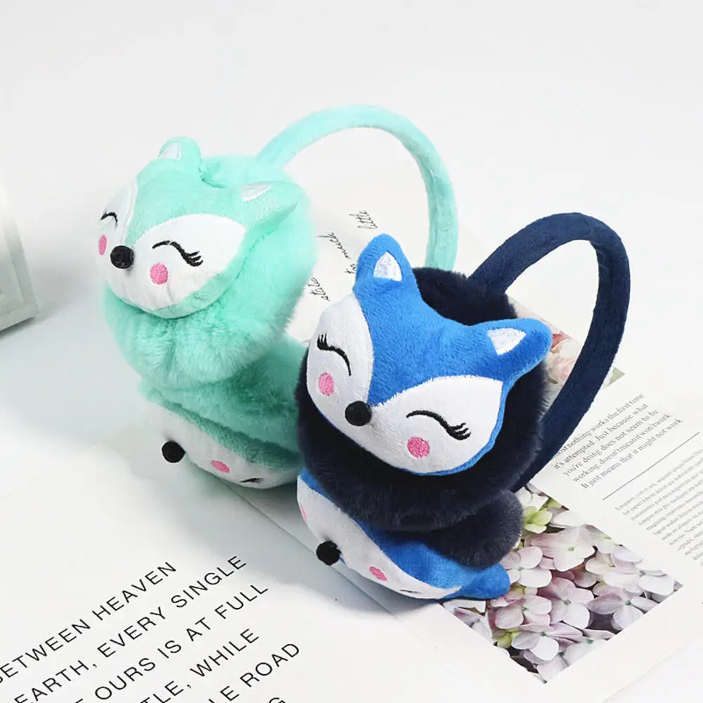 Autumn Winter Warm Ear Muffs Cute Cartoon Fox Shape Lovely Plush for Women Girls Boys Sports Ear Protection Warmer Earlap warm earmuffs fur earmuffs