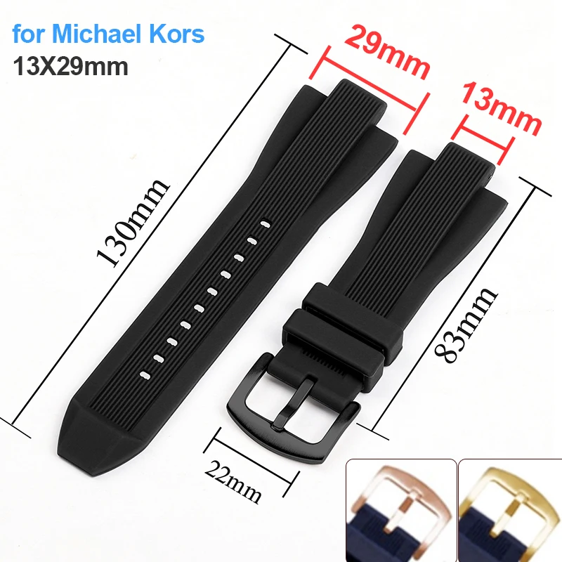 Фото Силиконовый ремешок для наручных часов Michael Kors, MK9020, MK8729, MK9026, MK8184, MK8152, мягкий сменный мужской браслет 13x29 мм №1