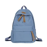 Practical Solid Color School Bag Casual Nylon Large Capacity Bag Lightweight Simple Student Backpack Daily Use