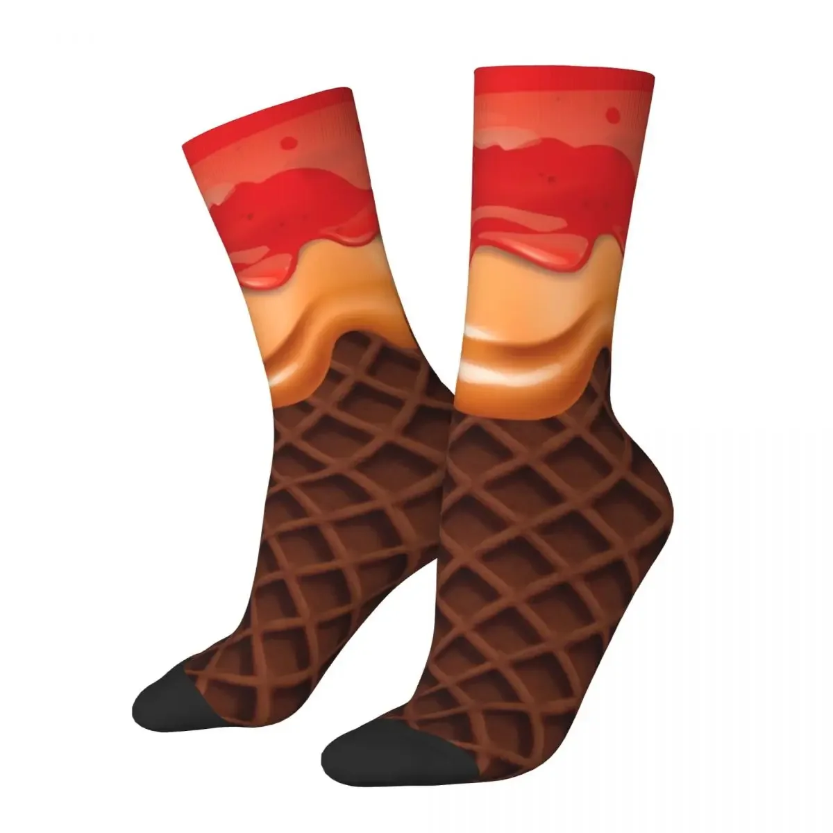 

Peanut Butter And Jelly Waffle Socks Men Women Polyester Casual Novelty Street Style Socks Winter Middle Tube Socks Gifts