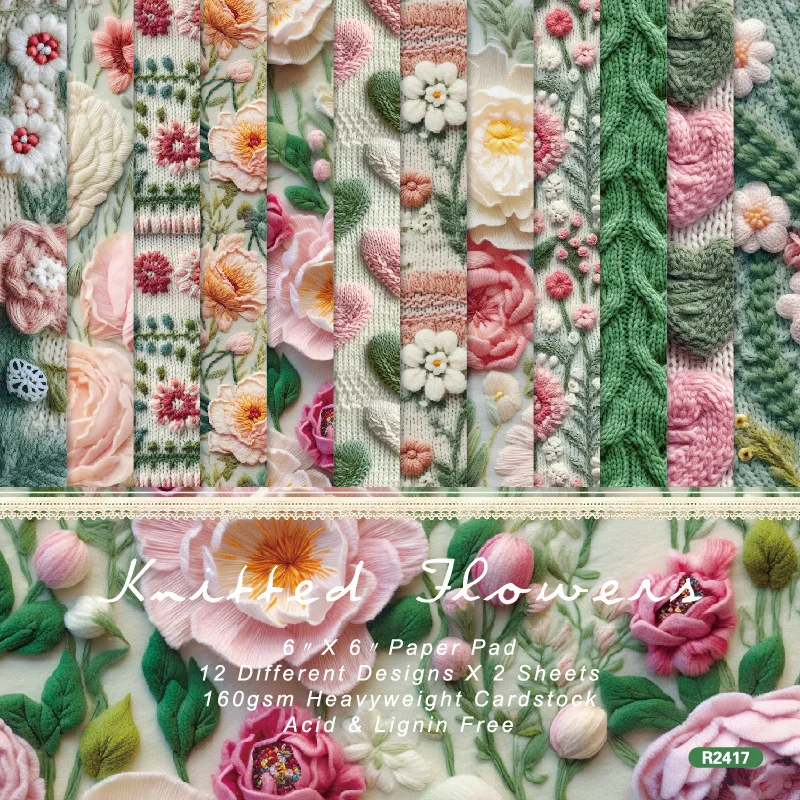 CC HOME 24 fogli di carta per scrapbooking con motivi floreali, 12 disegni Carta decorativa bifacciale
