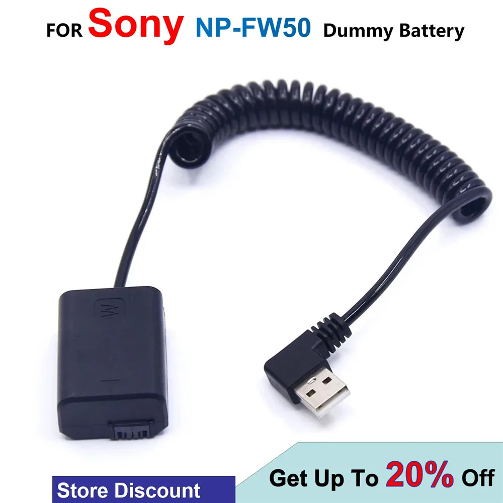 

NP-FW50 Dummy Battery AC-PW20 DC Coupler 5V USB Spring Cable For Sony Alpha 7 a7S a7II a7R A3000 A5000 A6000 NEX5 NEX3 ZV-E10