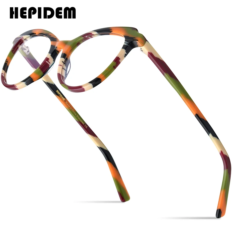 

HEPIDEM Multicolor Acetate Optical Glasses Frame Women 2023 New Cat Eye Prescription Eyeglasses Cateye Spectacles Eyewear H9324