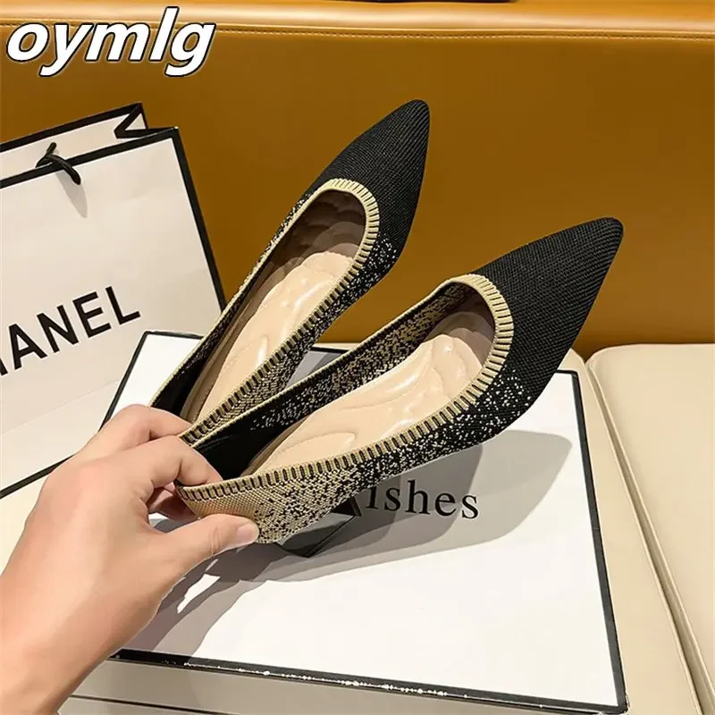 2024 autumn new princess shoes shallow mouth comfortable all-match flat bottom soft bottom knitted weave breathable gypsophila