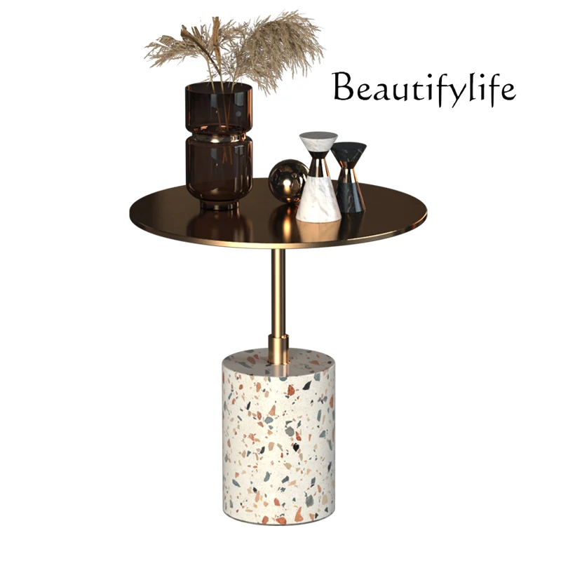 

Nordic Terrazzo Side Table Light Luxury Small Apartment Living Room Corner Table Modern Simple Leisure Balcony Side Table