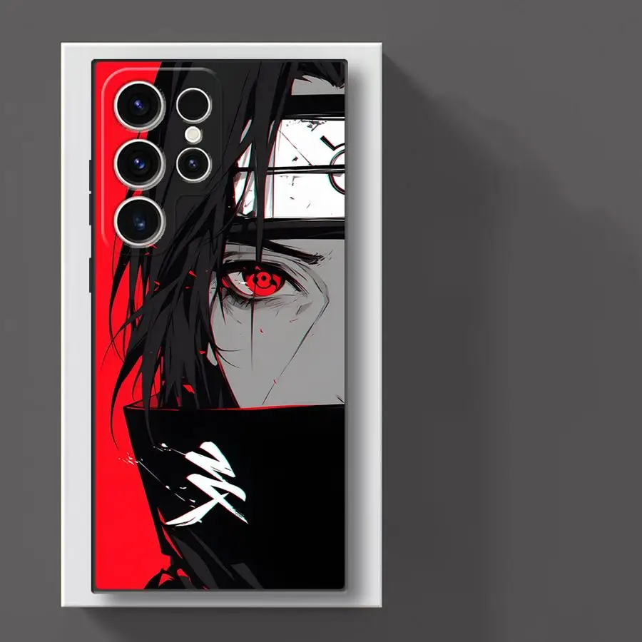 Black Soft Phone Cover Case with Handsome Red Uchiha Itachi Design