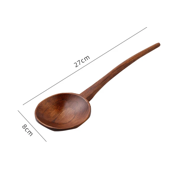  AUCH Cucharas soperas de madera estilo japonesas hechas a mano,  madera natural, juego de vajilla para servir arroz, con hilo atado en el  mango (7.68 pulgadas). : Hogar y Cocina