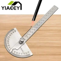 14cm 180 Degree Adjustable Protractor Multifunction Stainless Steel Roundhead Angle Ruler Mathematics Measuring Tool 1