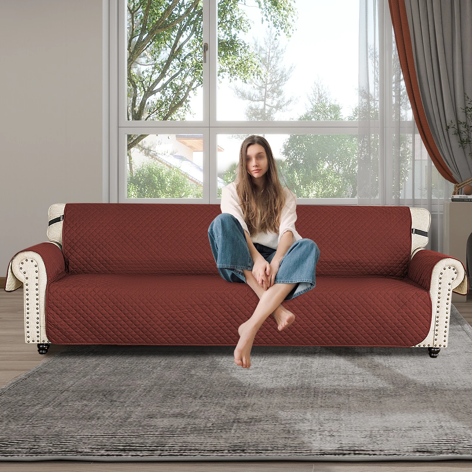 Sofa Cover for 135-inch Sofas, Waterproof Polyester with Anti-Slip Design, Protection and Easy Maintenance 4