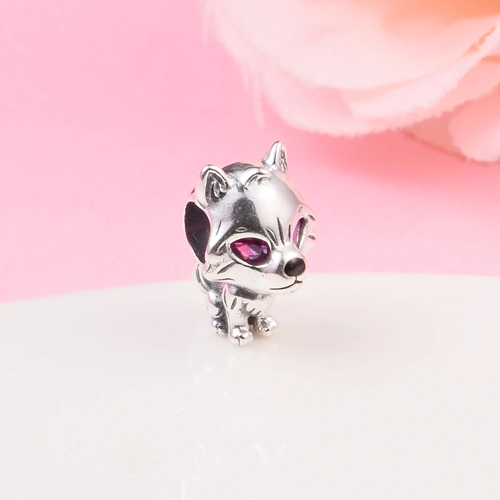 

Red Eyes Direwolf Charm Sterling Silver 925 Beads For Jewelry Making Woman DIY Snake Chain Bracelets Free Shipping