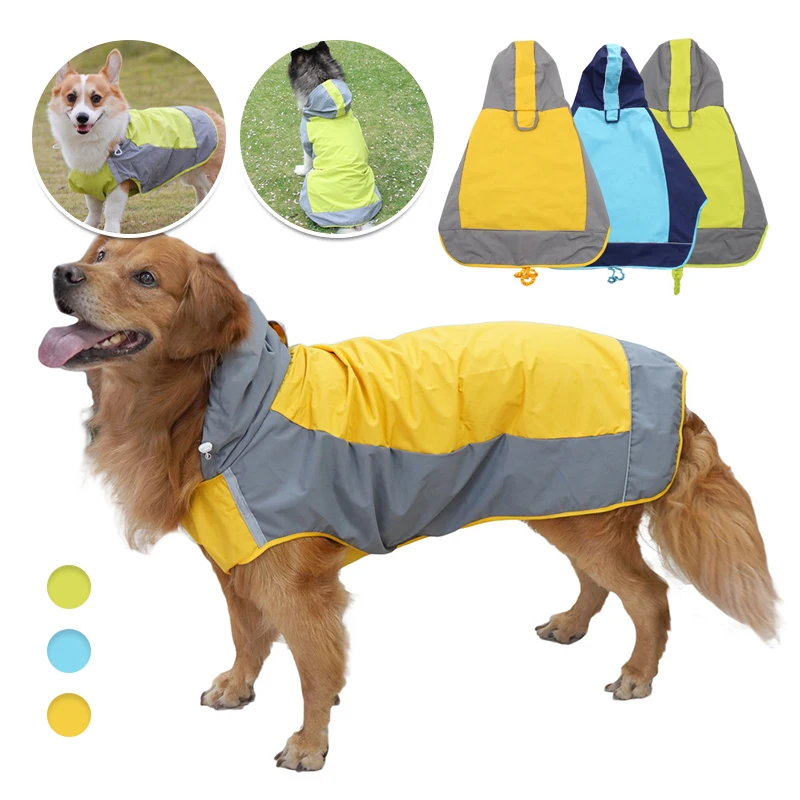 

Dog Raincoat with Adjustable Belly Strap and Leash Hole Reflective Waterproof Slicker Rain Poncho Jacket for Medium Small Dogs