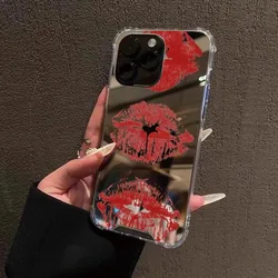 Seductive Red Lips Mirror Soft Phone Case - Stylish Protective Cover - Galaxy S23 Ultra (1)