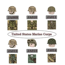 

Military USA Army Marine Corps Soldier Figures Building Blocks WW2 Pacific War Weapon Parts Bricks Accessories Toys for Kids