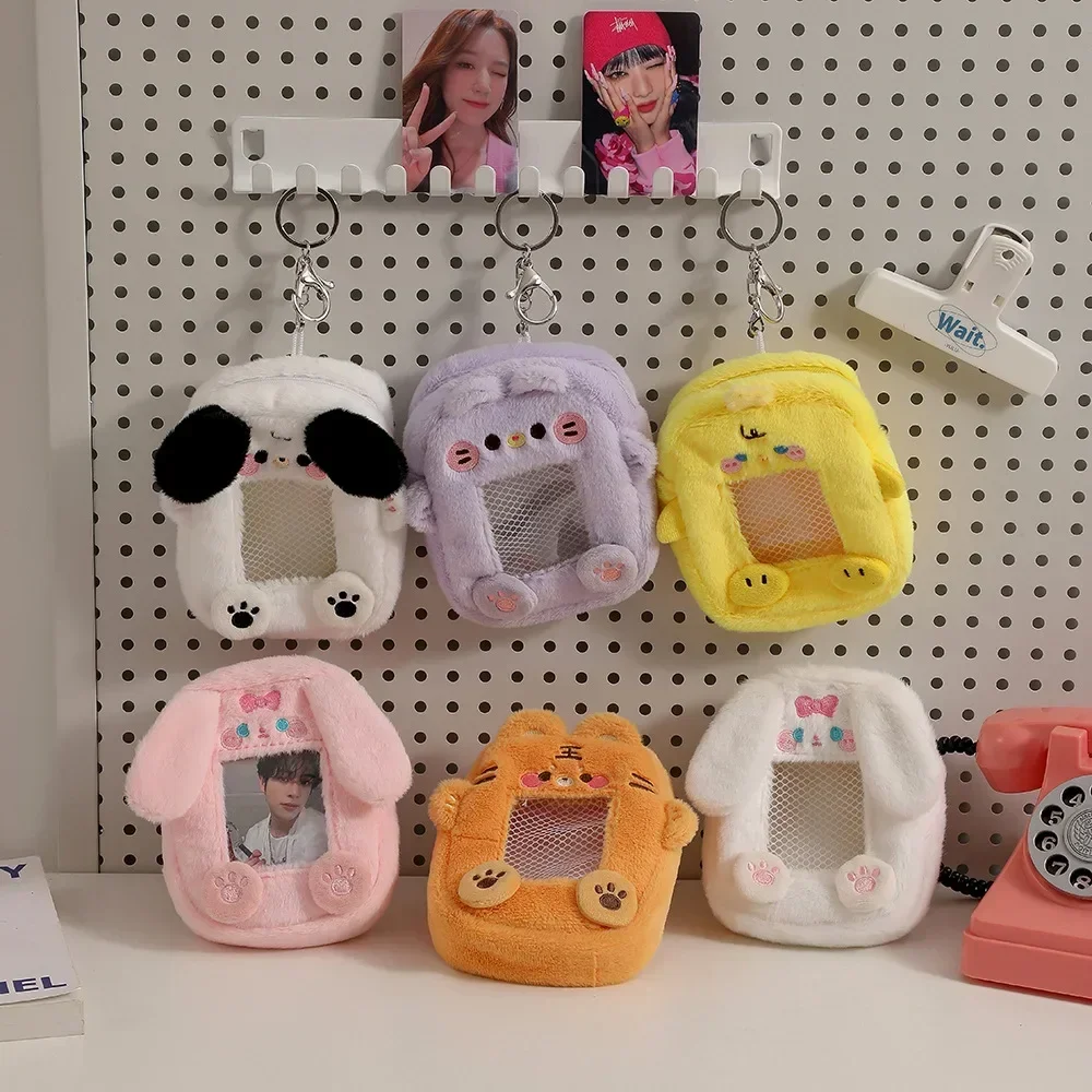 Fashion Cute Little Rabbit Animal Plush Coin Wallet Portable Children Neck Hanging Bag Square Cartoon Coin Wallet Girl