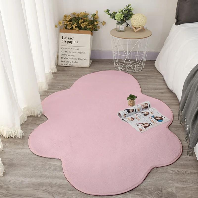 Nordic Ins Rugs for Bedroom White Cloud Shape Bedside Floor Mat Fluffy Soft Living Room Decoration Carpet Thick Plush Lounge Rug 2