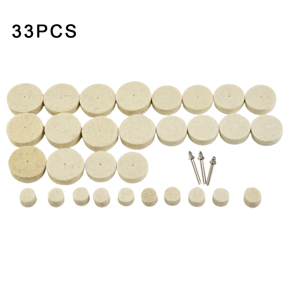 

30pcs Soft Felt Polishing Buffing Wheel With 3pcs 3.175mm Shank Rod Metal Surface Pad For Dremel Rotary Tools Accessories