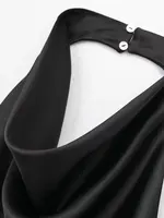 Women Fashion Satin Flowing Halterneck Tank Tops Sexy Backless With Button Female Camis Mujer - Image 6